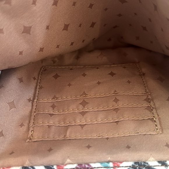 Fossil Multicolor Geometric Diamond Print Fabric Leather Small Crossbody Purse - Picture 8 of 8